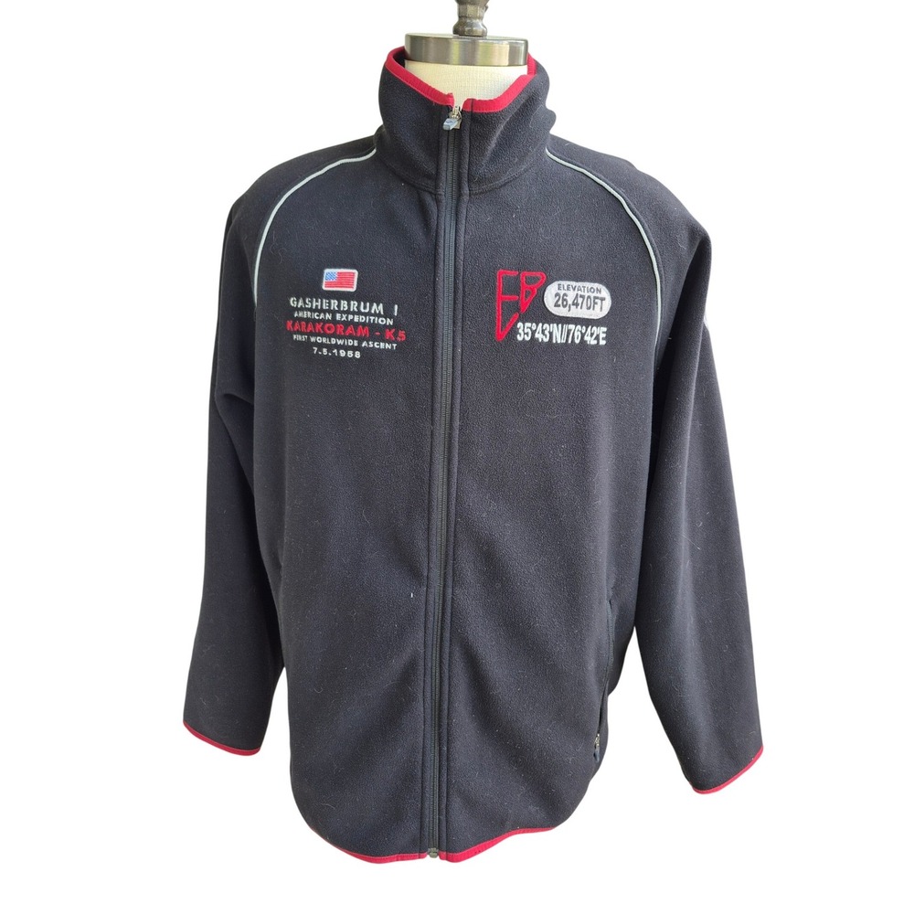Eddie Bauer Gasherbrum I‎ American Expedition Fleece Jacket Mens Black Red XL